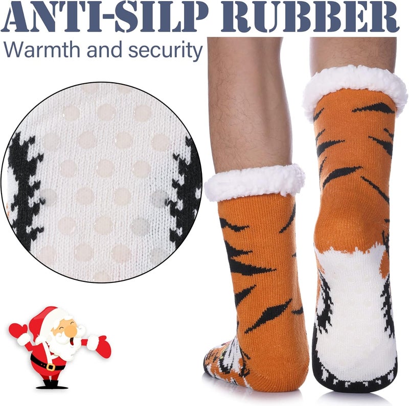 LINEMIN Mens Warm Slipper Socks Soft Cozy Fuzzy Fleece-Lined Winter Non Slip Indoor Christmas Socks - Image 3